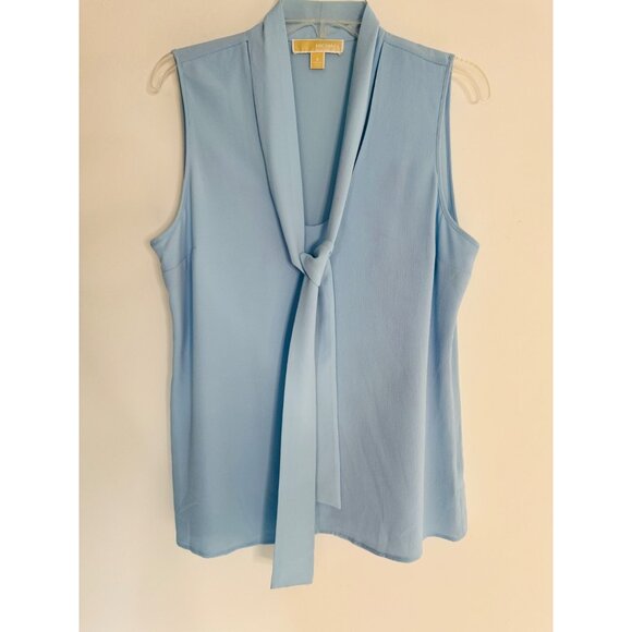 MICHAEL Michael Kors Tops - Michael Michael Kors Womens Sleeveless Blouse With Tie Neck Size 8 Light Blue